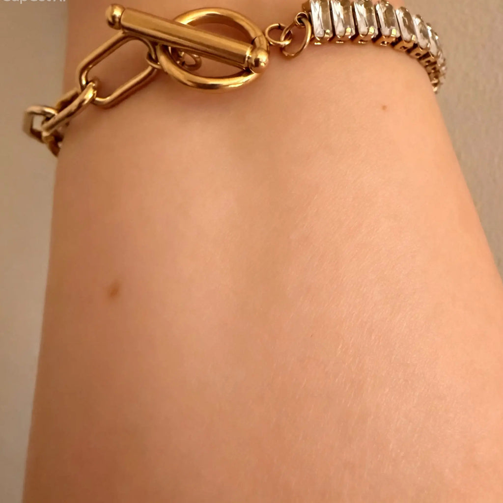 Bracelet à bascule en cristal plaqué PVD or 18 carats