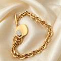 Bracelet chaîne avec breloque cœur plaqué or 18 carats