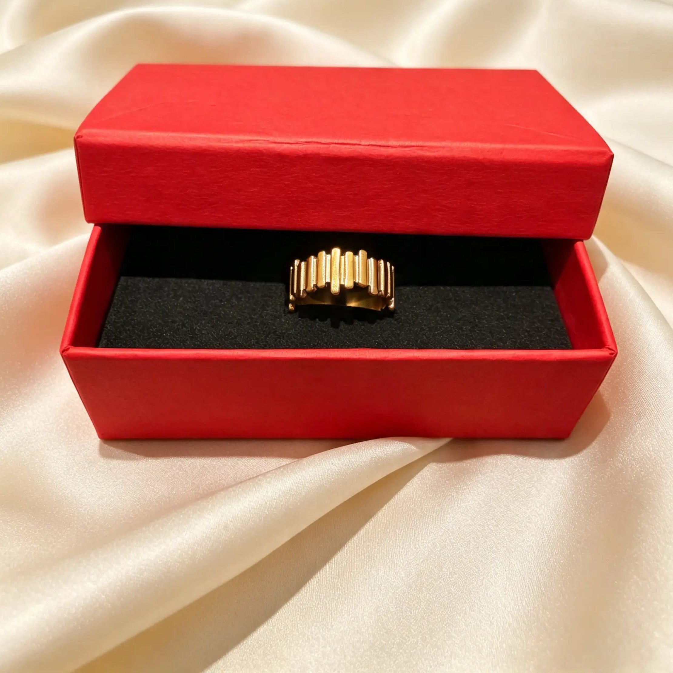 Bague à Bande Côtelée Plaqué Or 18 Carats
