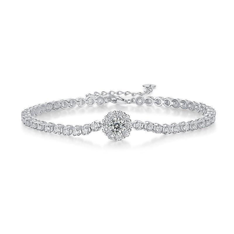 Bracelet en argent sterling S925 - Plaqué or blanc