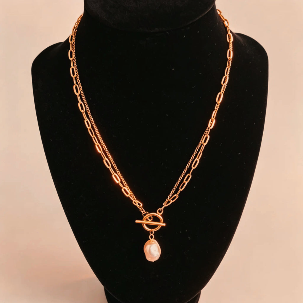 Collier à chaînes multi-rangs plaqué PVD or 18 carats