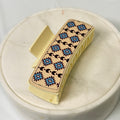 Beige boho geometric PU-leather hair claw