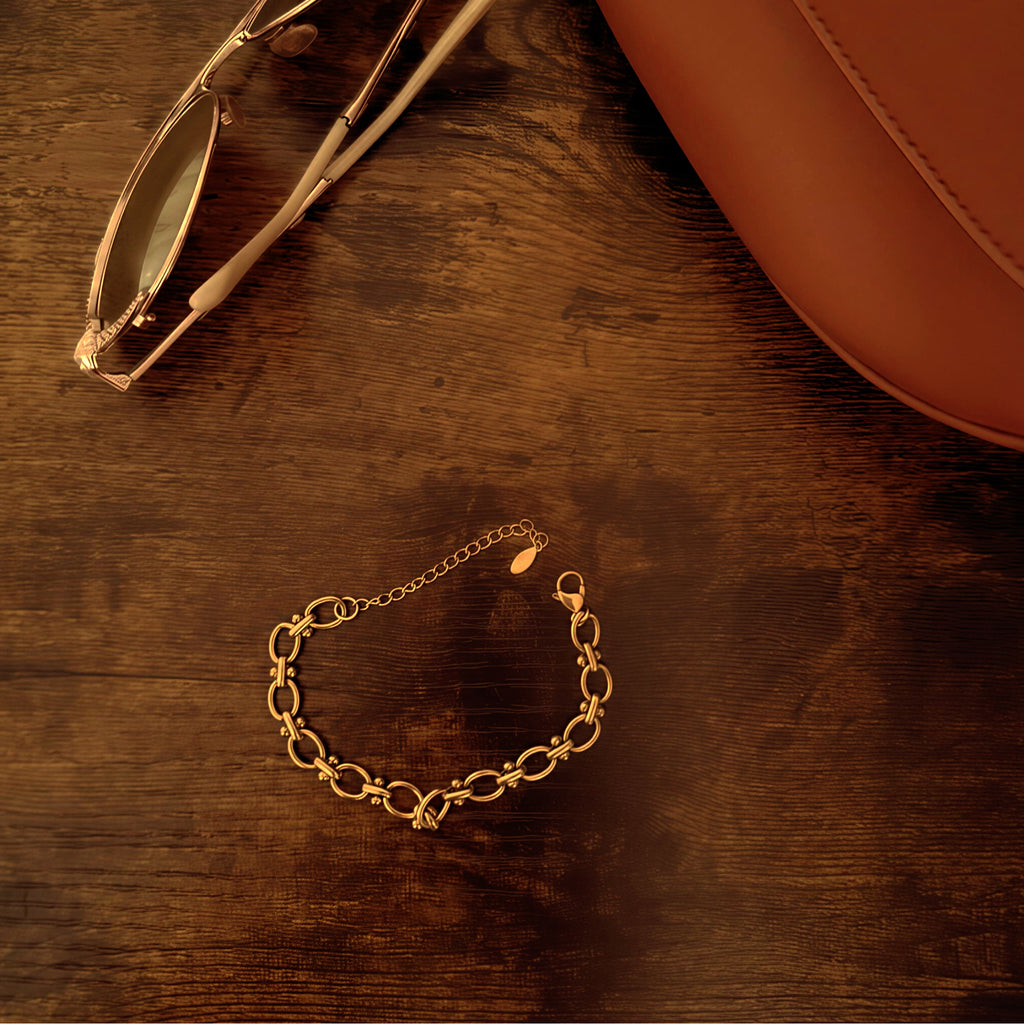 Bracelet jonc en acier inoxydable plaqué or 18 carats