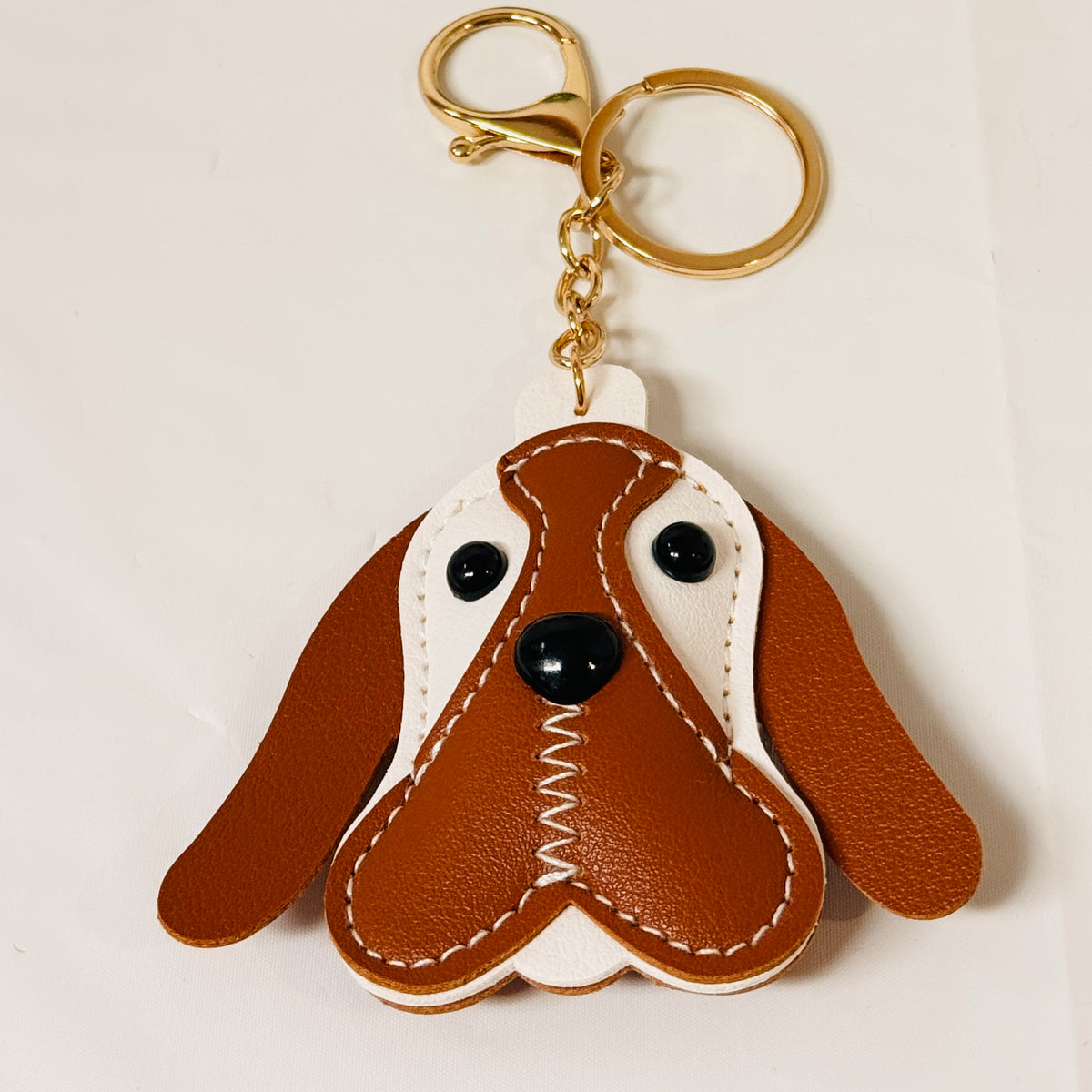Brown & White Dog Keychain & Bag Charm