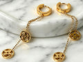 18K Gold-Plated Flower Charm Chain Drop Earrings