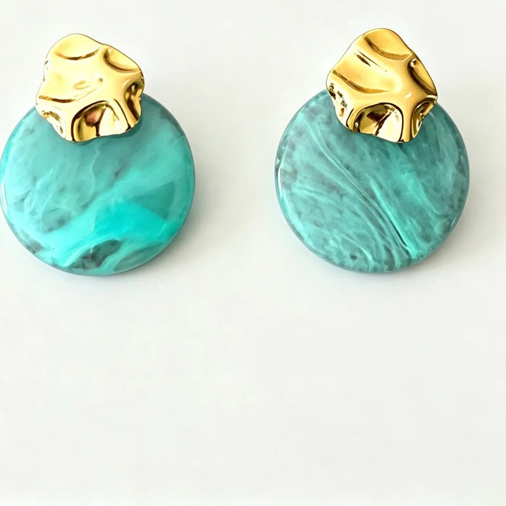 Boucles d'oreilles clous géométriques dorées