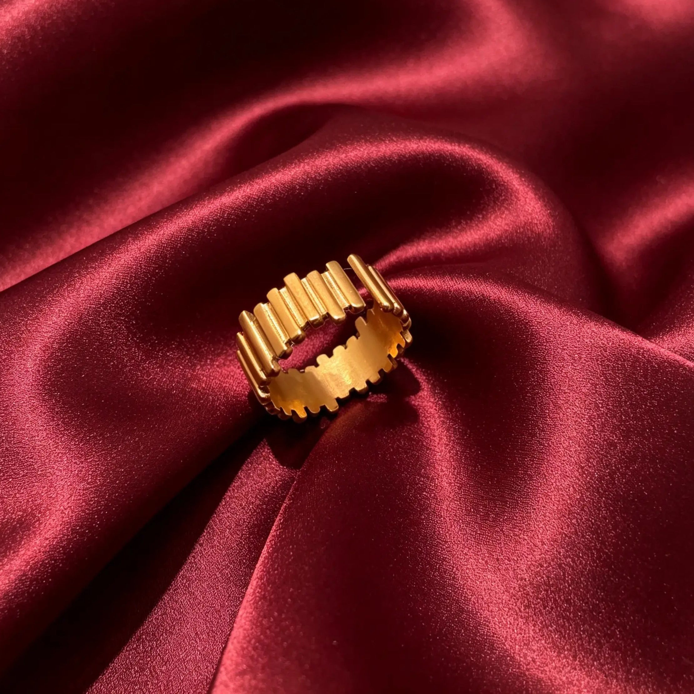Bague à Bande Côtelée Plaqué Or 18 Carats