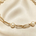 Bracelet chaîne trombone en perles PVD or 18 carats