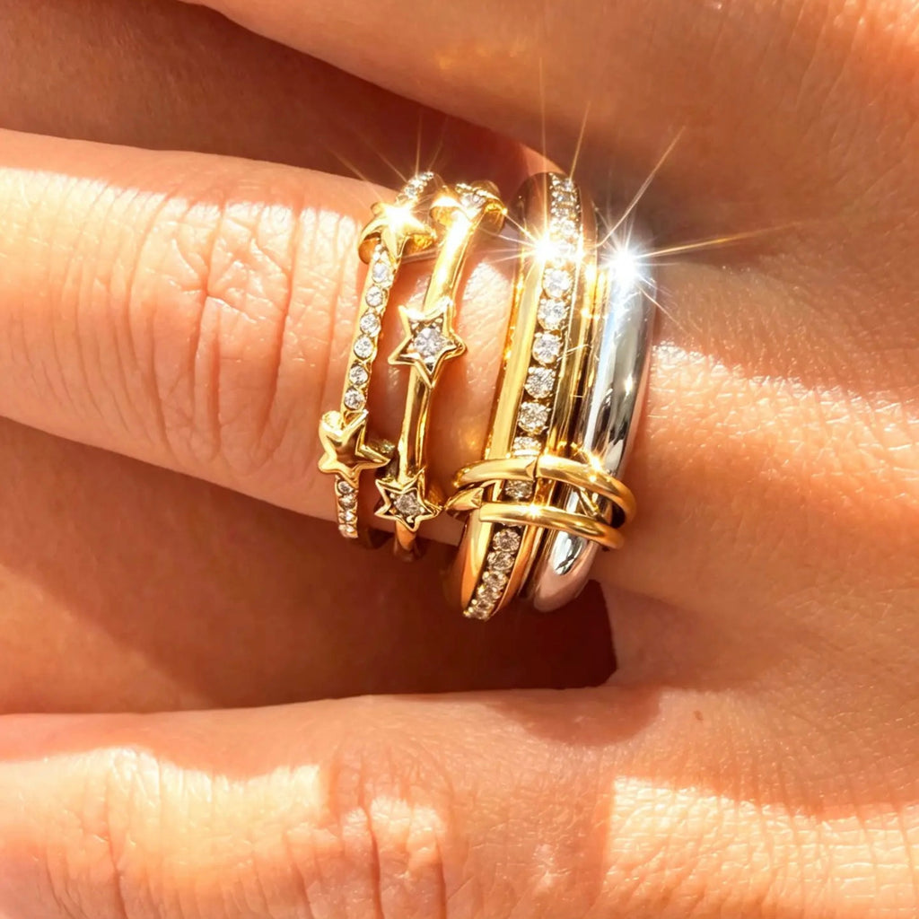 Bague géométrique en or avec zircon