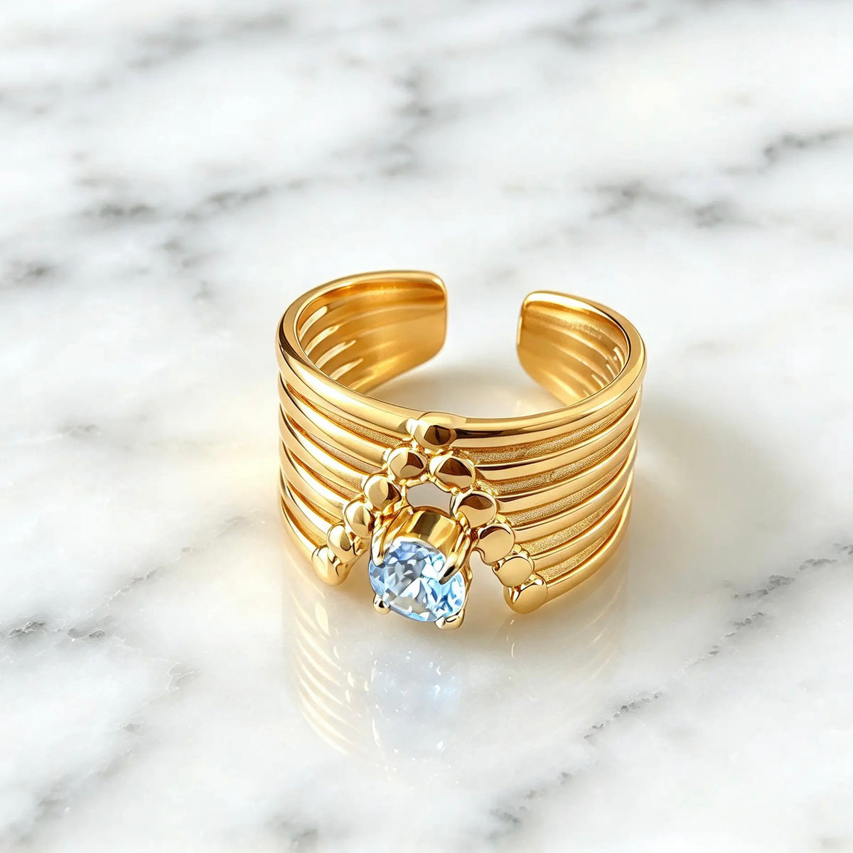 18K Gold-Plated Multi-Band Zircon Ring