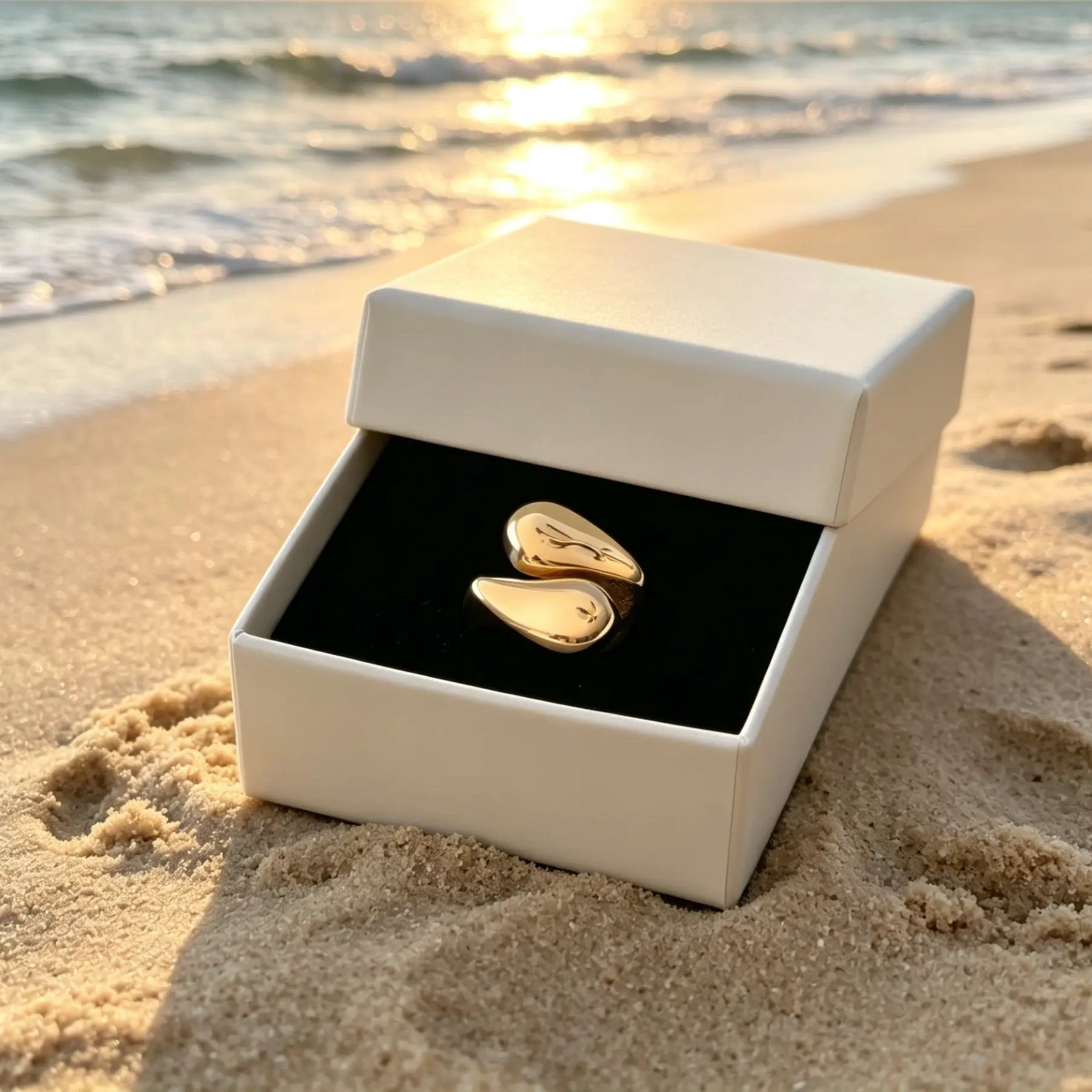 Bague géométrique plaquée or 14 carats