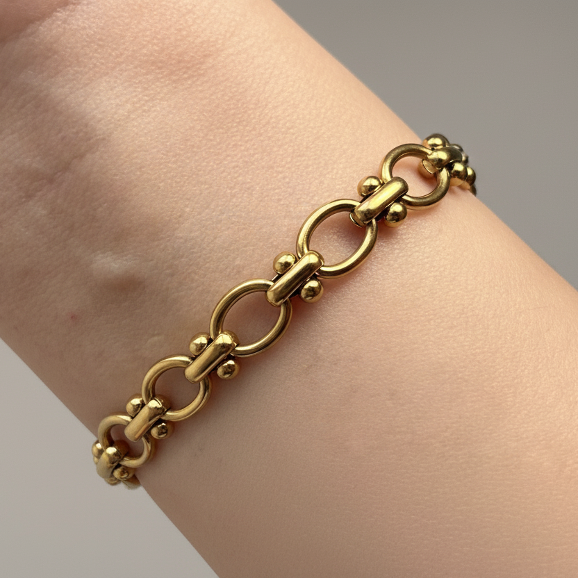 Bracelet jonc en acier inoxydable plaqué or 18 carats