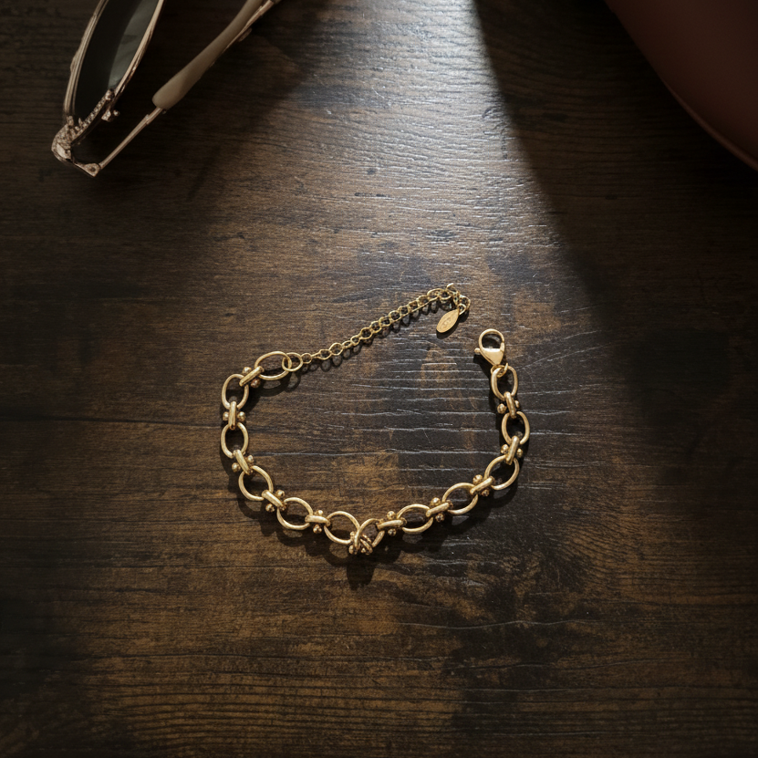 Bracelet jonc en acier inoxydable plaqué or 18 carats