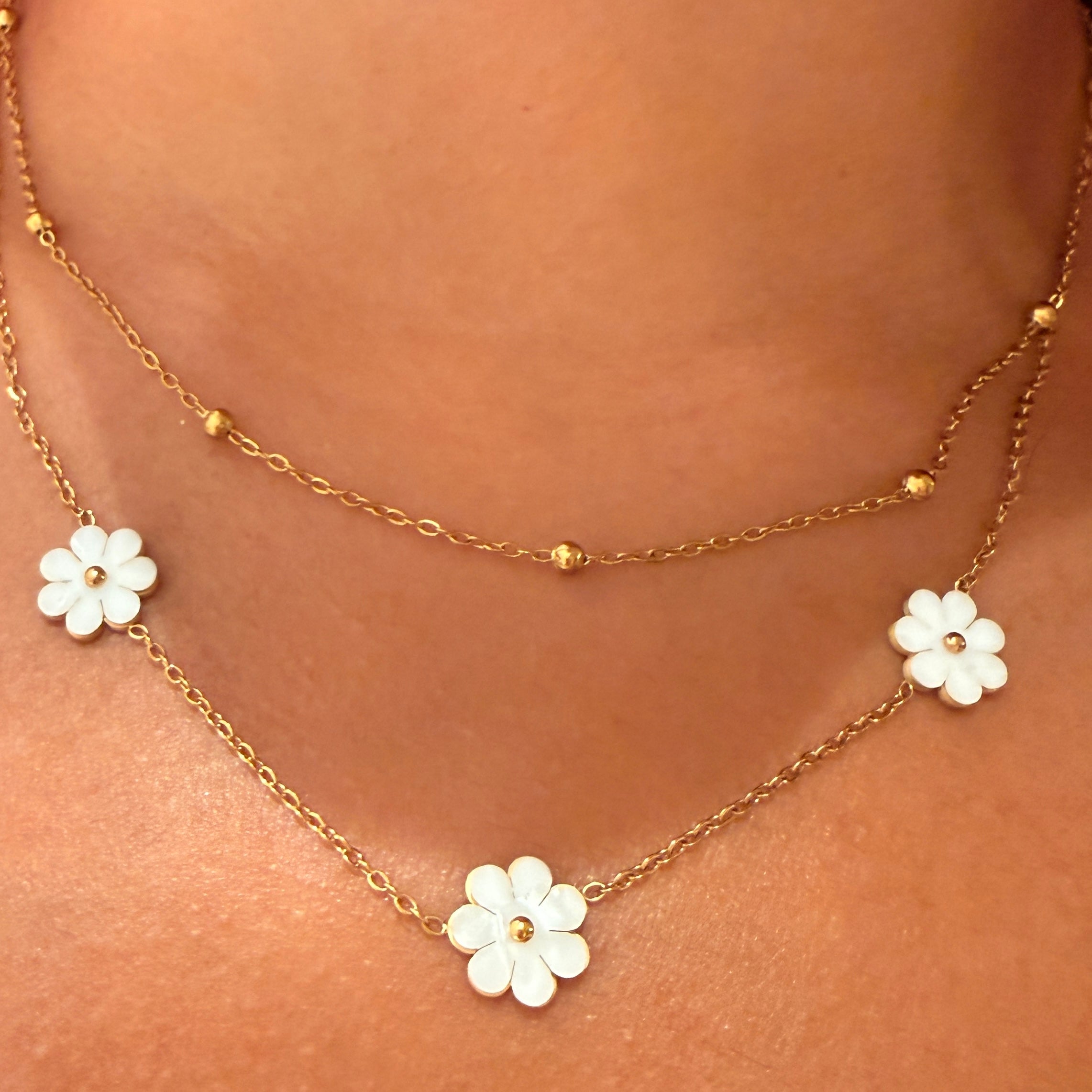 Gold Bloom Layered Chain Necklace