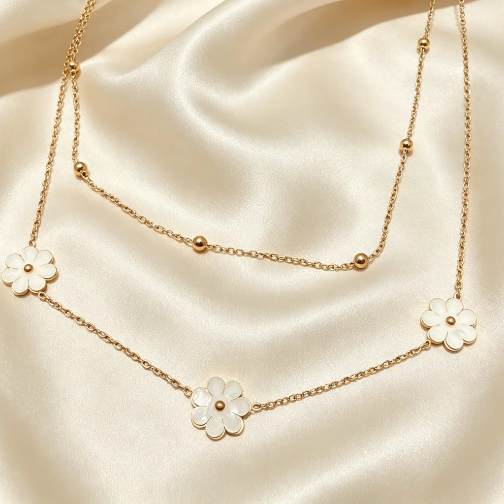 Gold Bloom Layered Chain Necklace