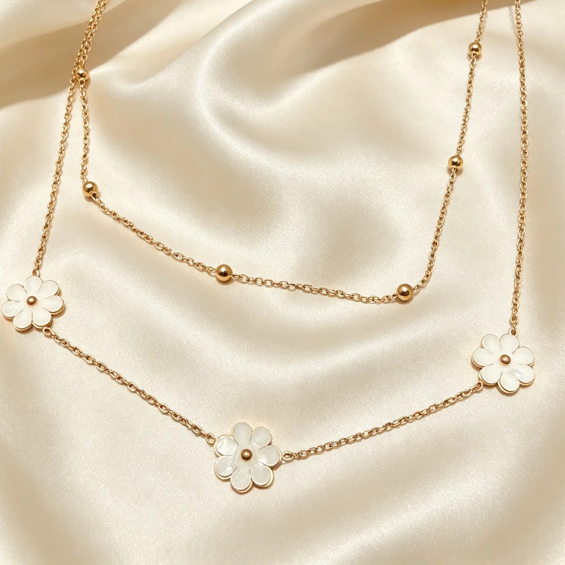 Gold Bloom Layered Chain Necklace