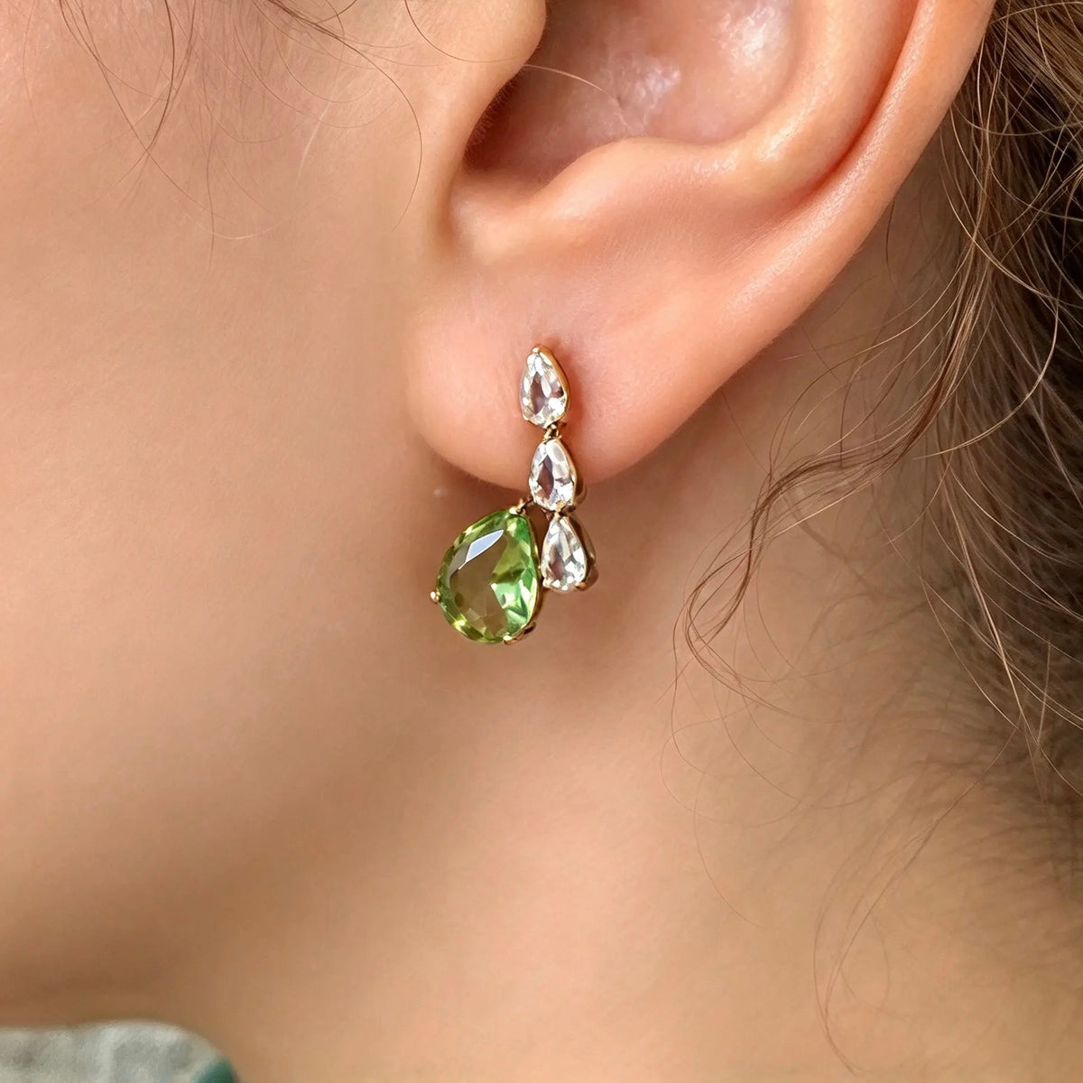 18K Gold-Plated Green Teardrop Earrings