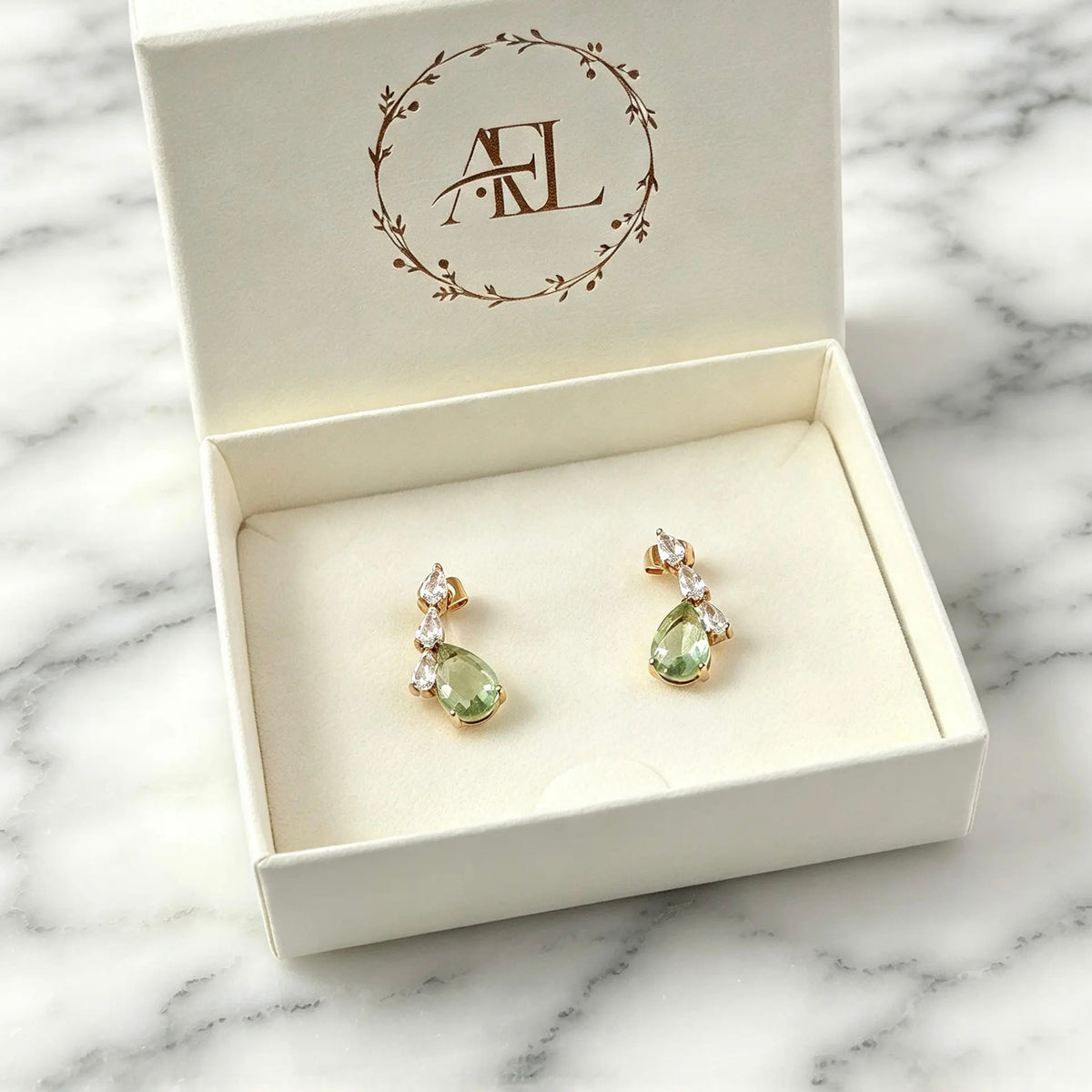 18K Gold-Plated Green Teardrop Earrings