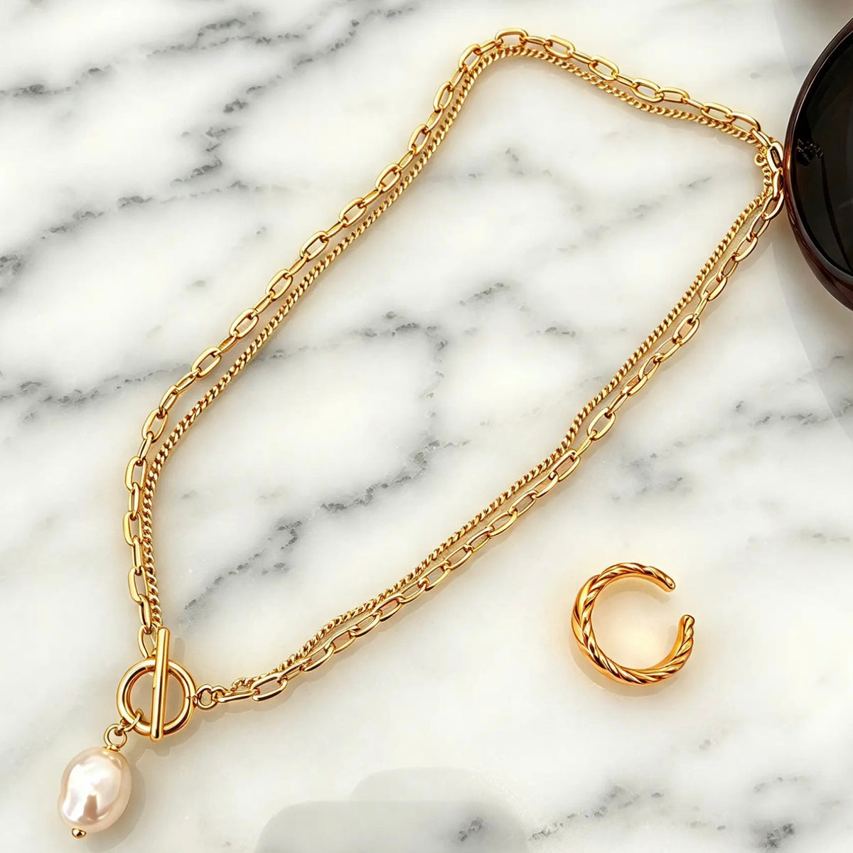 18K Gold PVD Plated Multi-Layer Chain Necklace