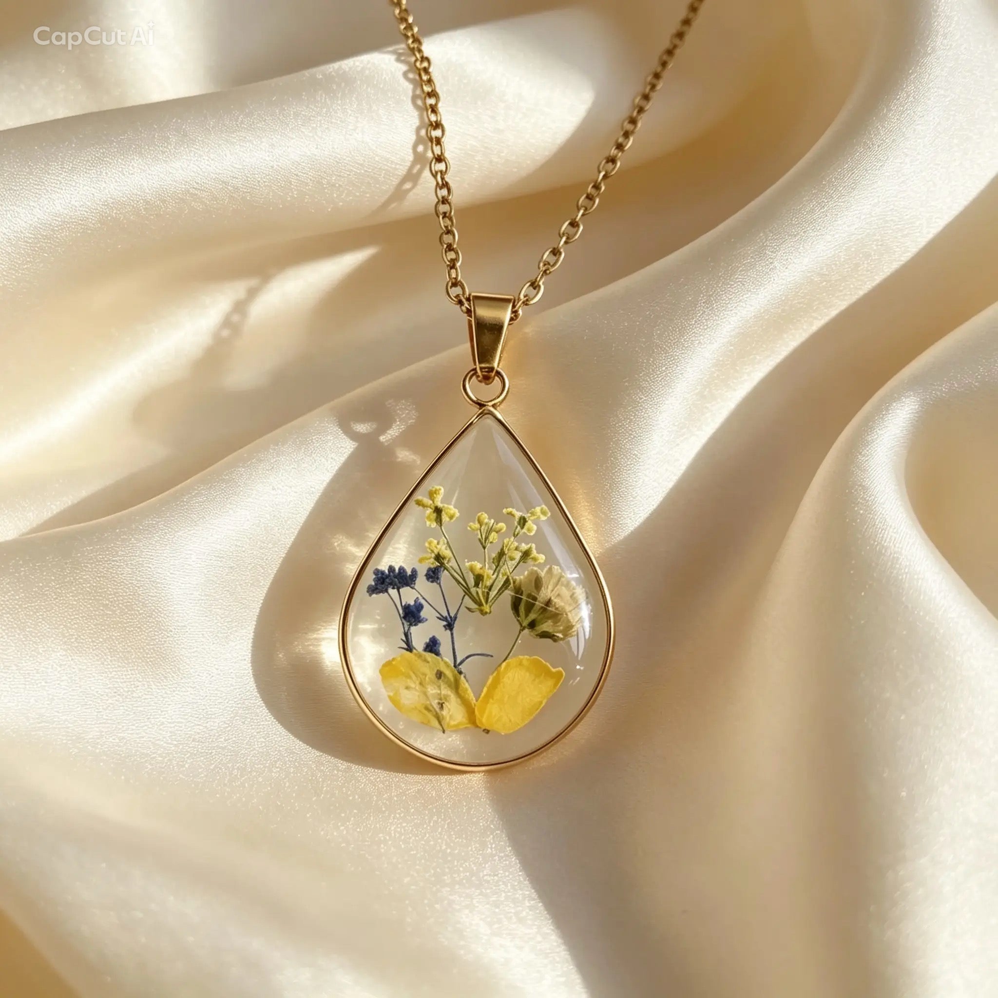 Genuine Pressed Dried Flower Floral Charm Necklace