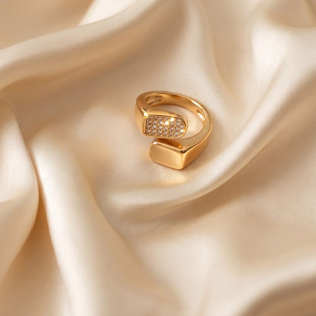14K Gold Plated Geometric Open Ring