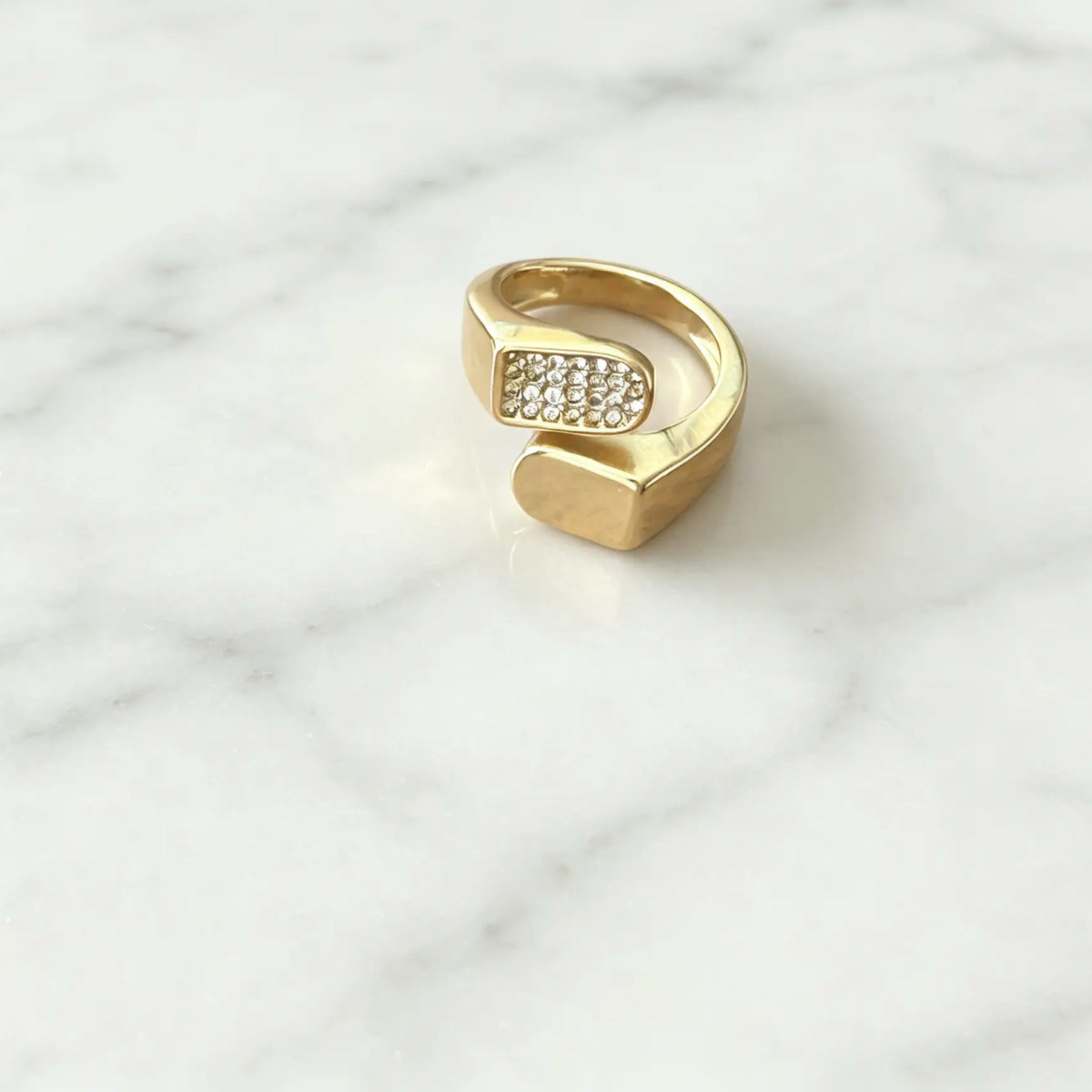 14K Gold Plated Geometric Open Ring