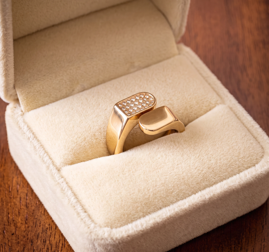 14K Gold Plated Geometric Open Ring