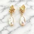 18K Gold-Plated Sculptural Pearl-Look Drop Earrings