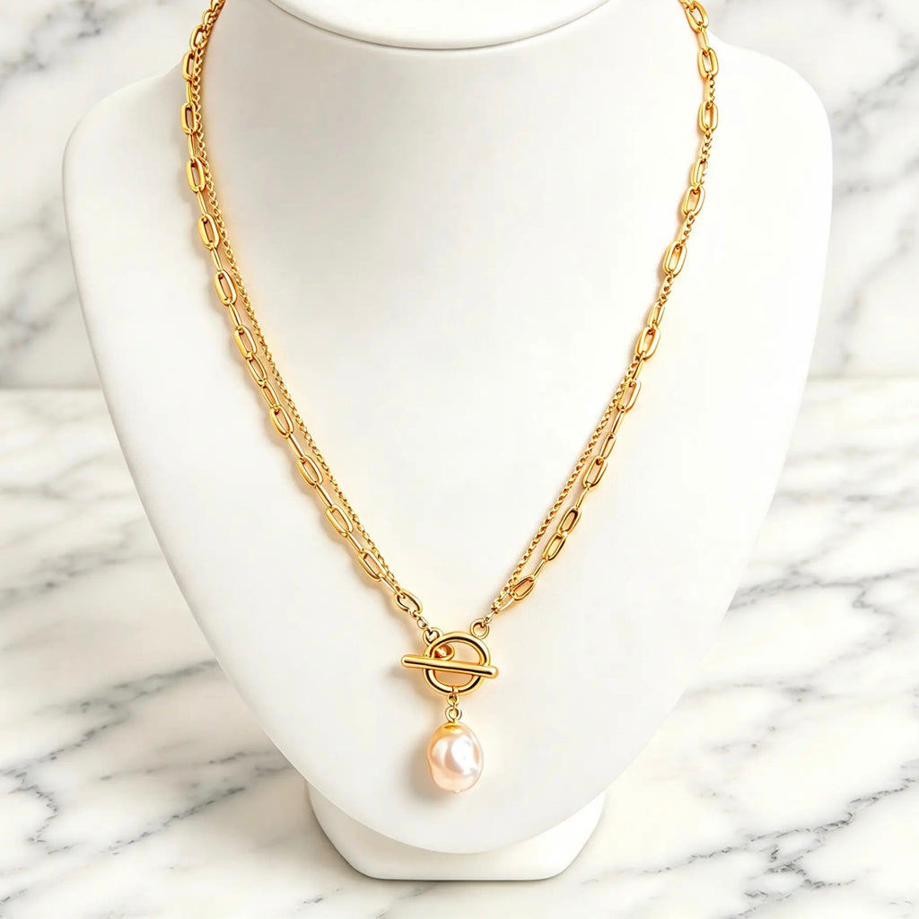 Collier à chaînes multi-rangs plaqué PVD or 18 carats