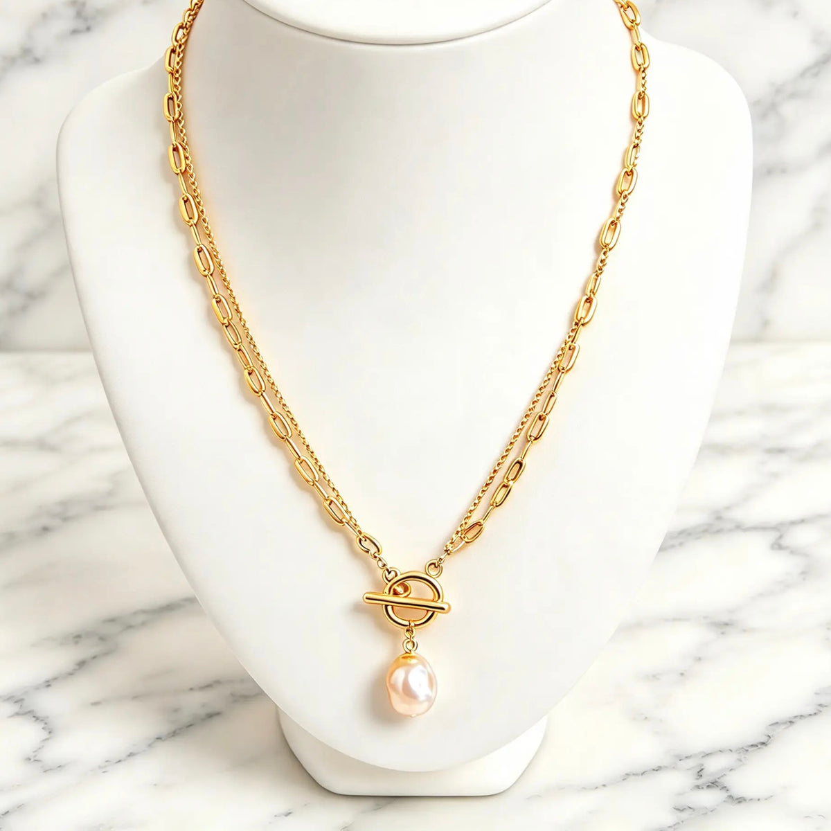 18K Gold PVD Plated Multi-Layer Chain Necklace