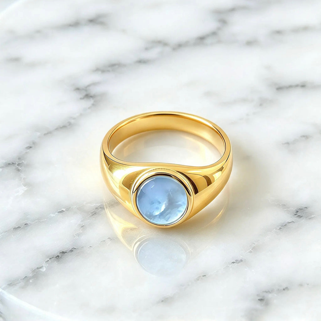 18K Gold-Plated Oval Shell Ring